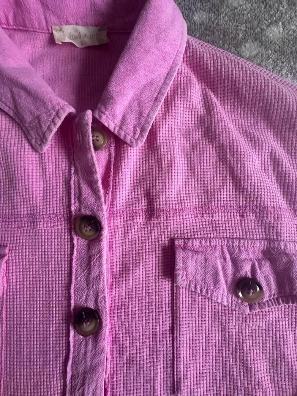 Altar'd State Waffle Knit Shacket Size S Pink Button Up Shirt